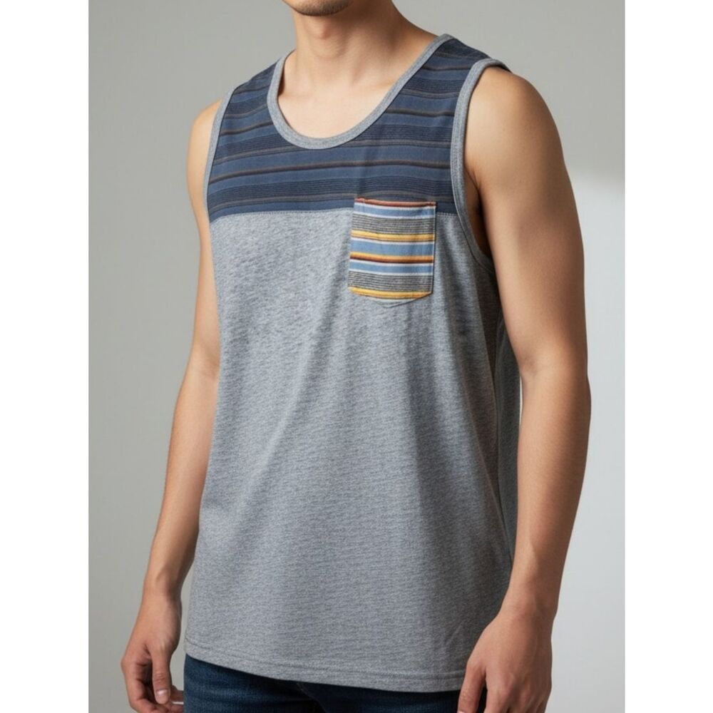 Kolby Black Blue and Gray Tank Top